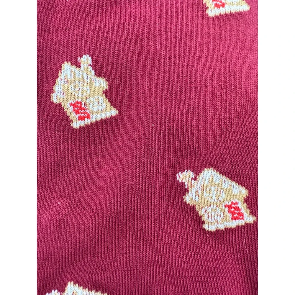 J.Crew Christmas Holiday Dress Socks 2-Pack NWT Holly Gingerbread House Gray Red
